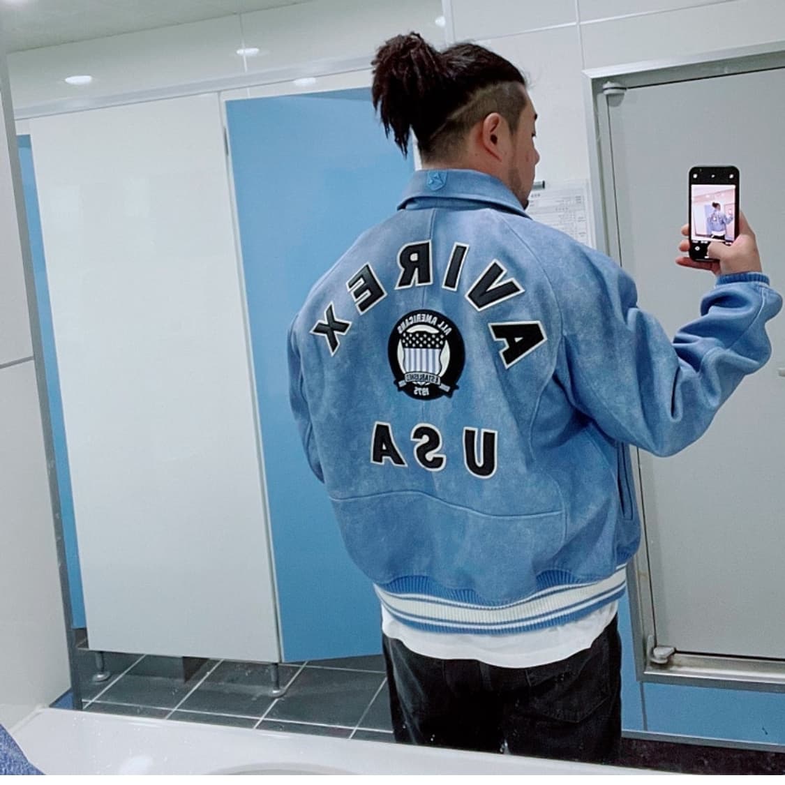 [새상품] 아비렉스 레더자켓 블루 XL 상품이미지8