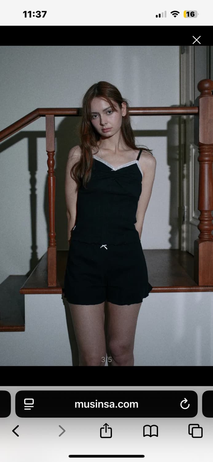 (새상품)벨리아르 스위티 리본 슬리브리스 로지핑크 나시 레이스 워니하우스 상품이미지7