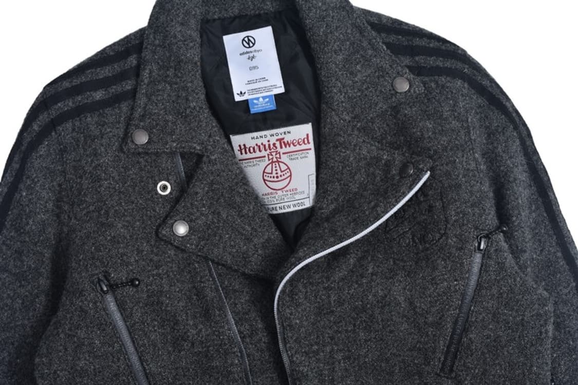 아디다스 X 해리스트위드 삼선 울 모직 여성 더블 라이더 자켓 N240  상품이미지9