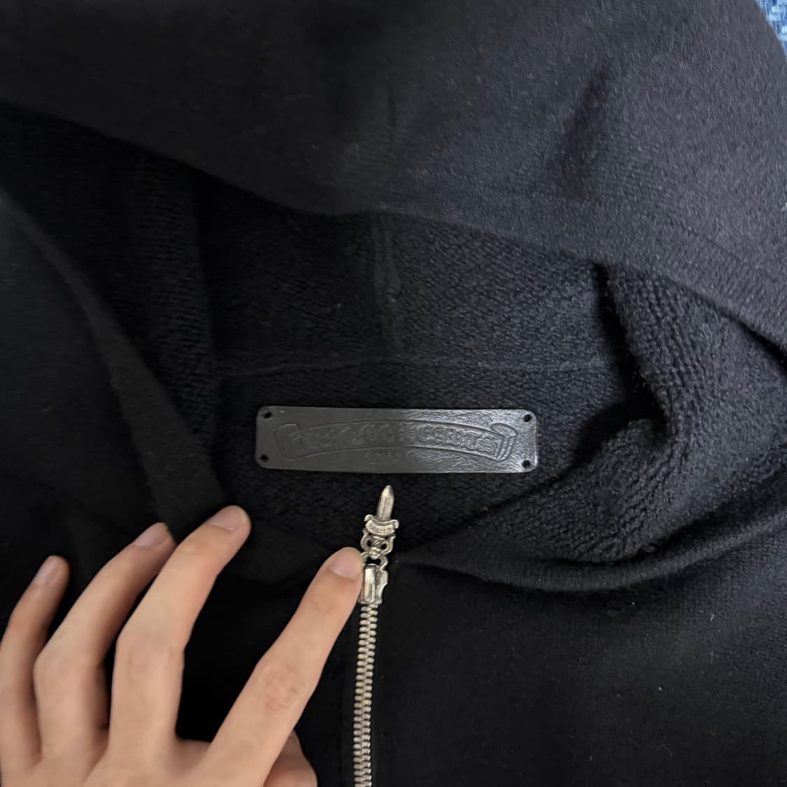 [L]크롬하츠 캐시미어 레터링 후드집업 블랙 상품이미지5