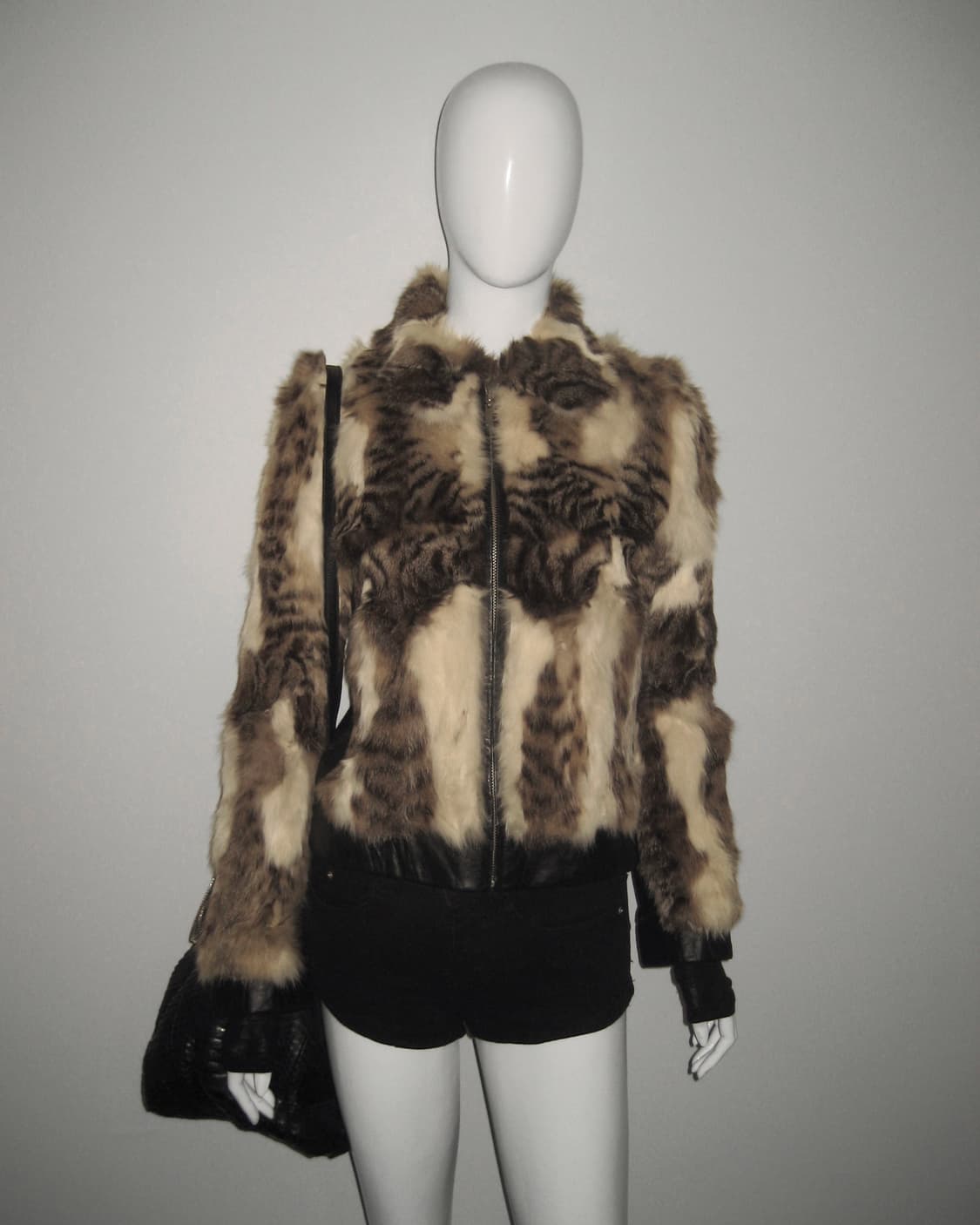 빈티지 토끼퍼 레더 자켓 레오파드 호피 갸루 상품이미지5