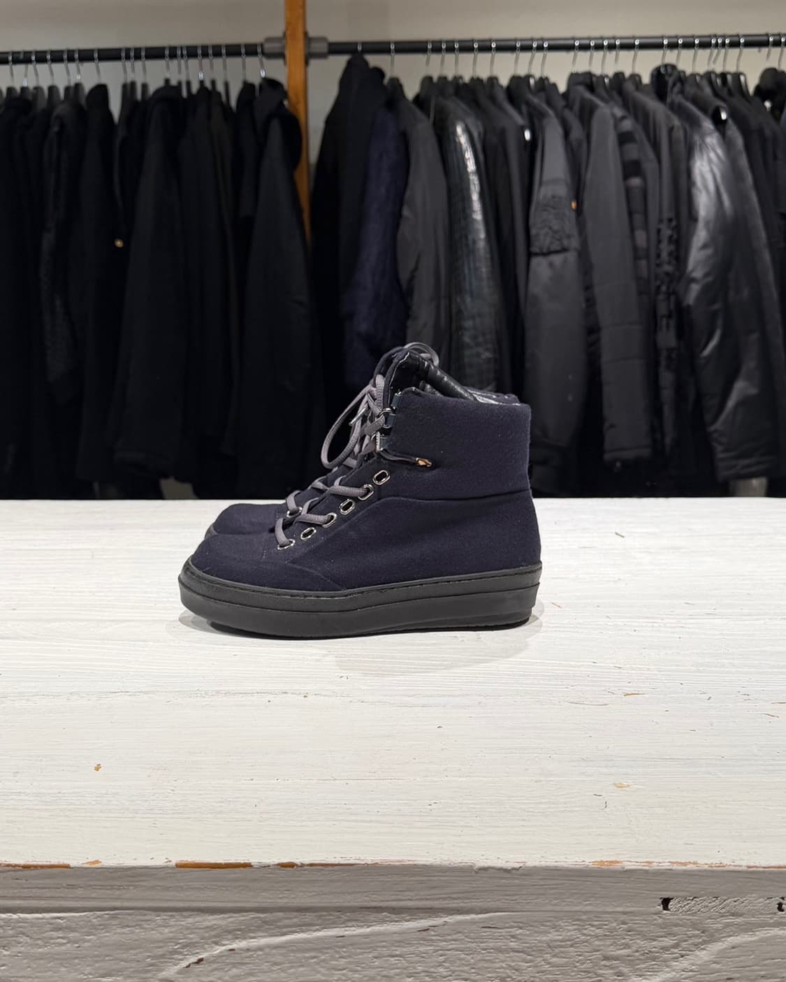 질샌더 네이비 펠트 레이스업 숏 부츠 상품이미지6