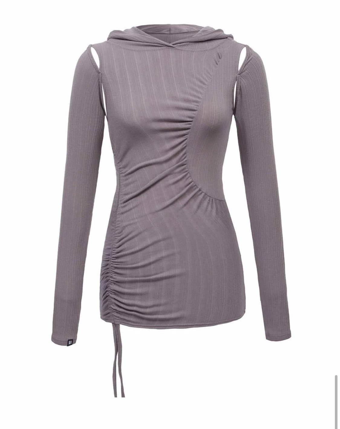 Badee CUTOUT SHIRRING HOODIE DRESS COCOA 상품이미지3