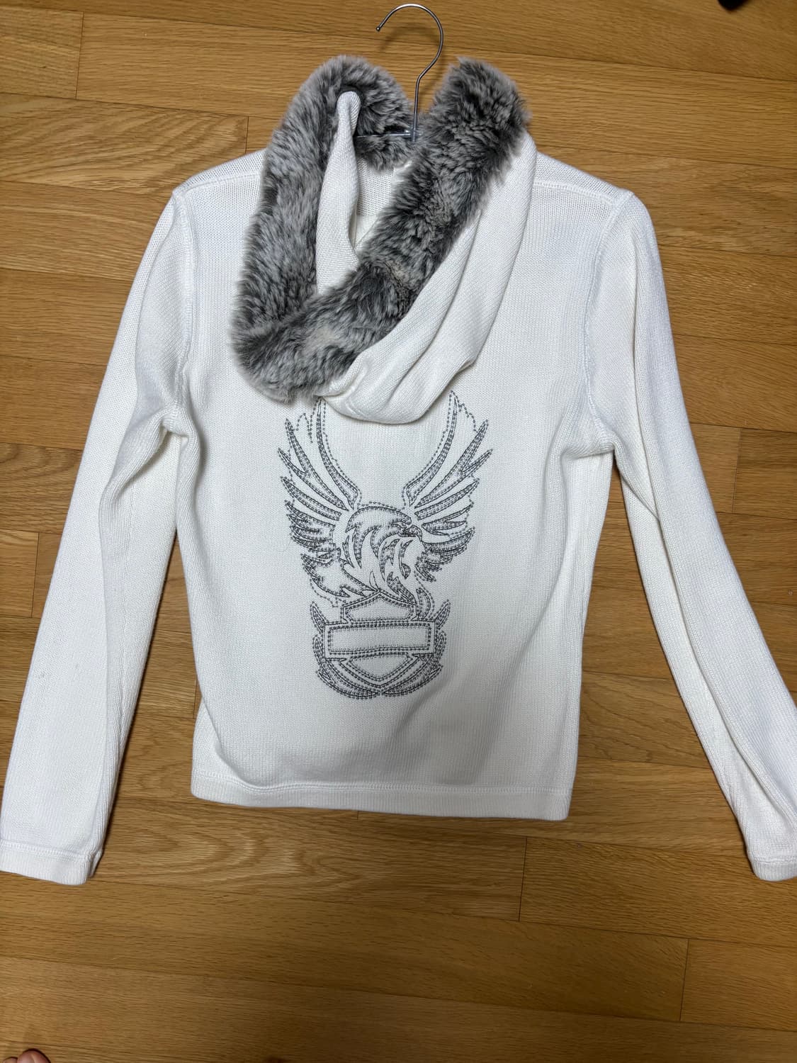 할리데이비슨 화이트 퍼 후드집업 상품이미지1