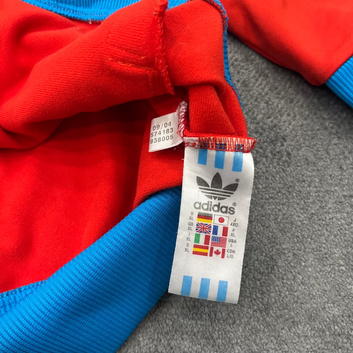 L 아디다스 레드/블루 삼선 트랙탑 져지 상품이미지5