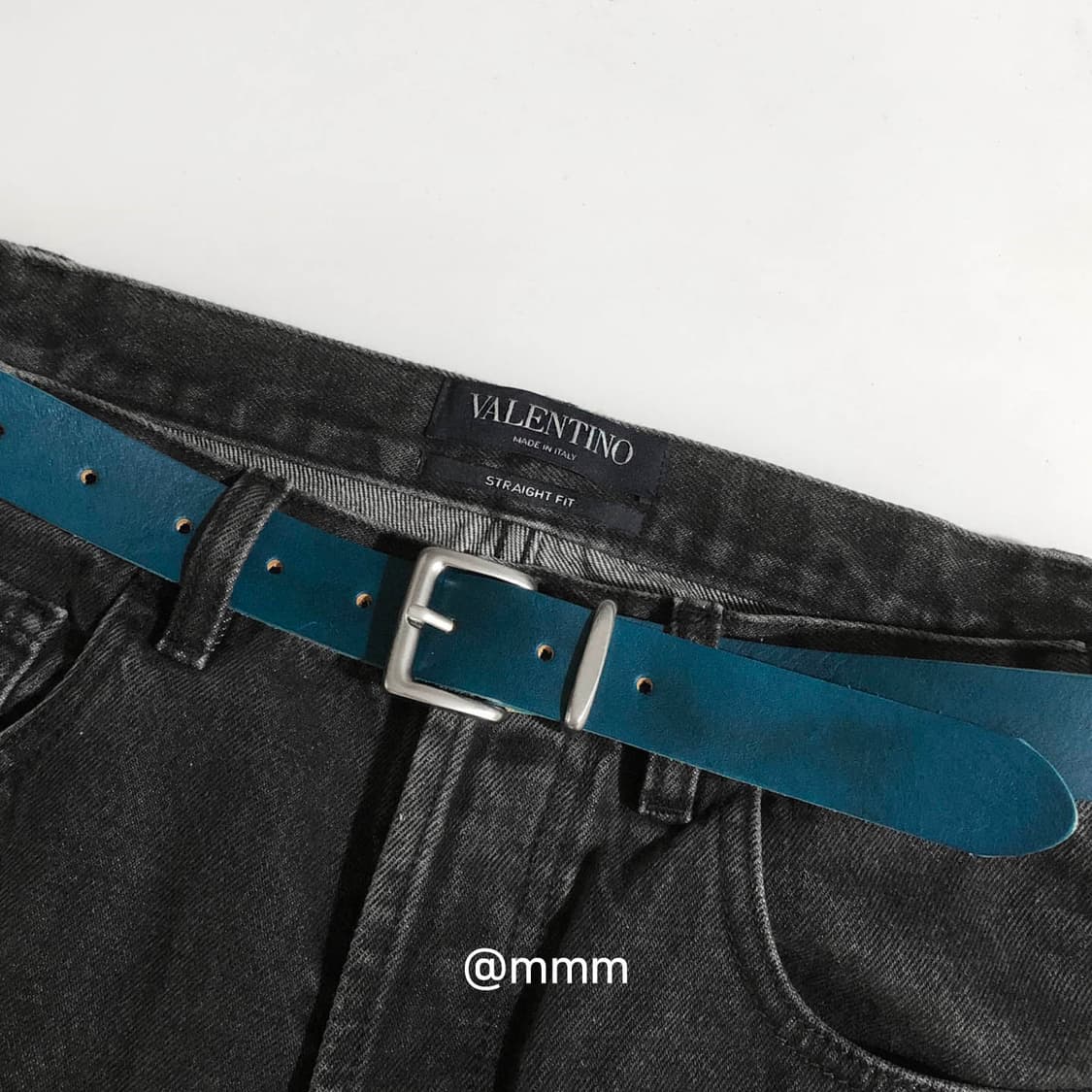 [Unisex] 실버링 가죽 벨트 블루 상품이미지1