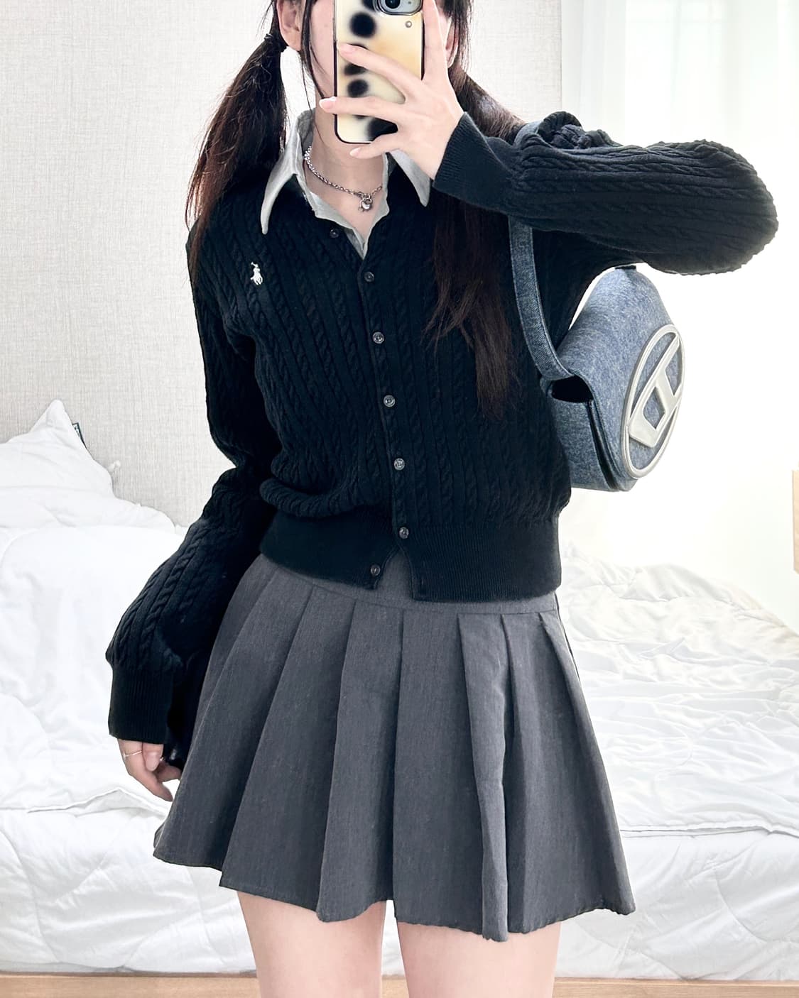 폴로 신형 화이트포니 블랙 케이블 가디건 상품이미지5