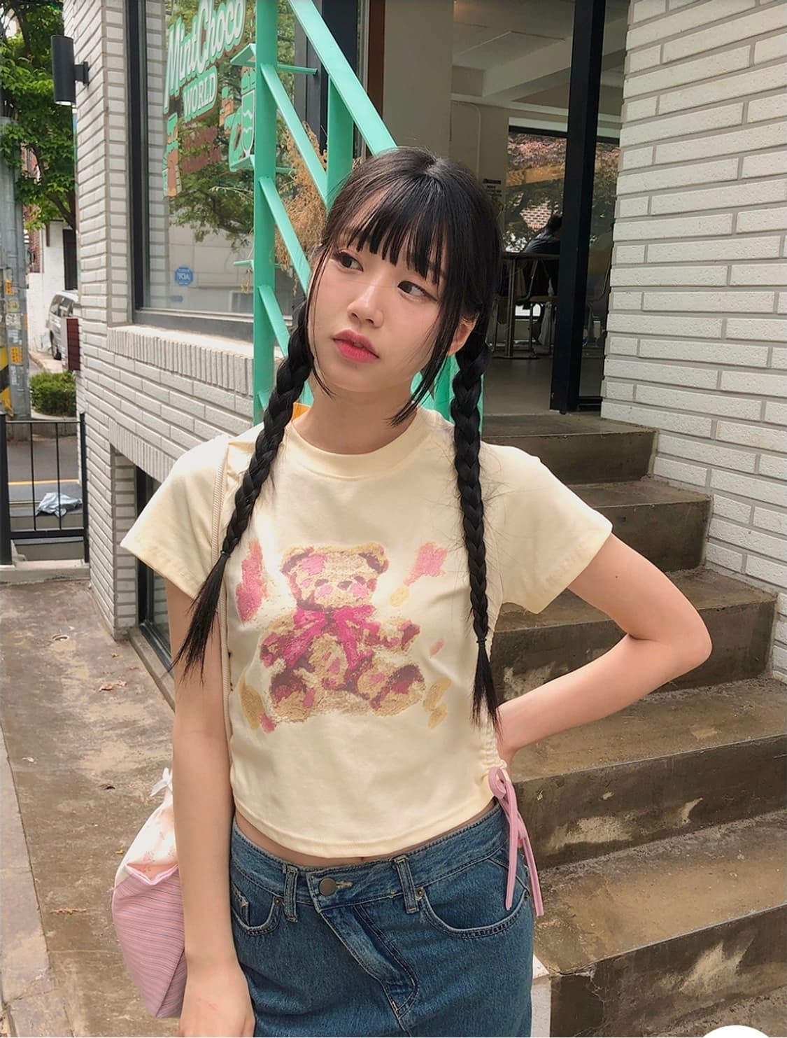 [새상품] 베어 셔링 반팔 티셔츠 상품이미지1