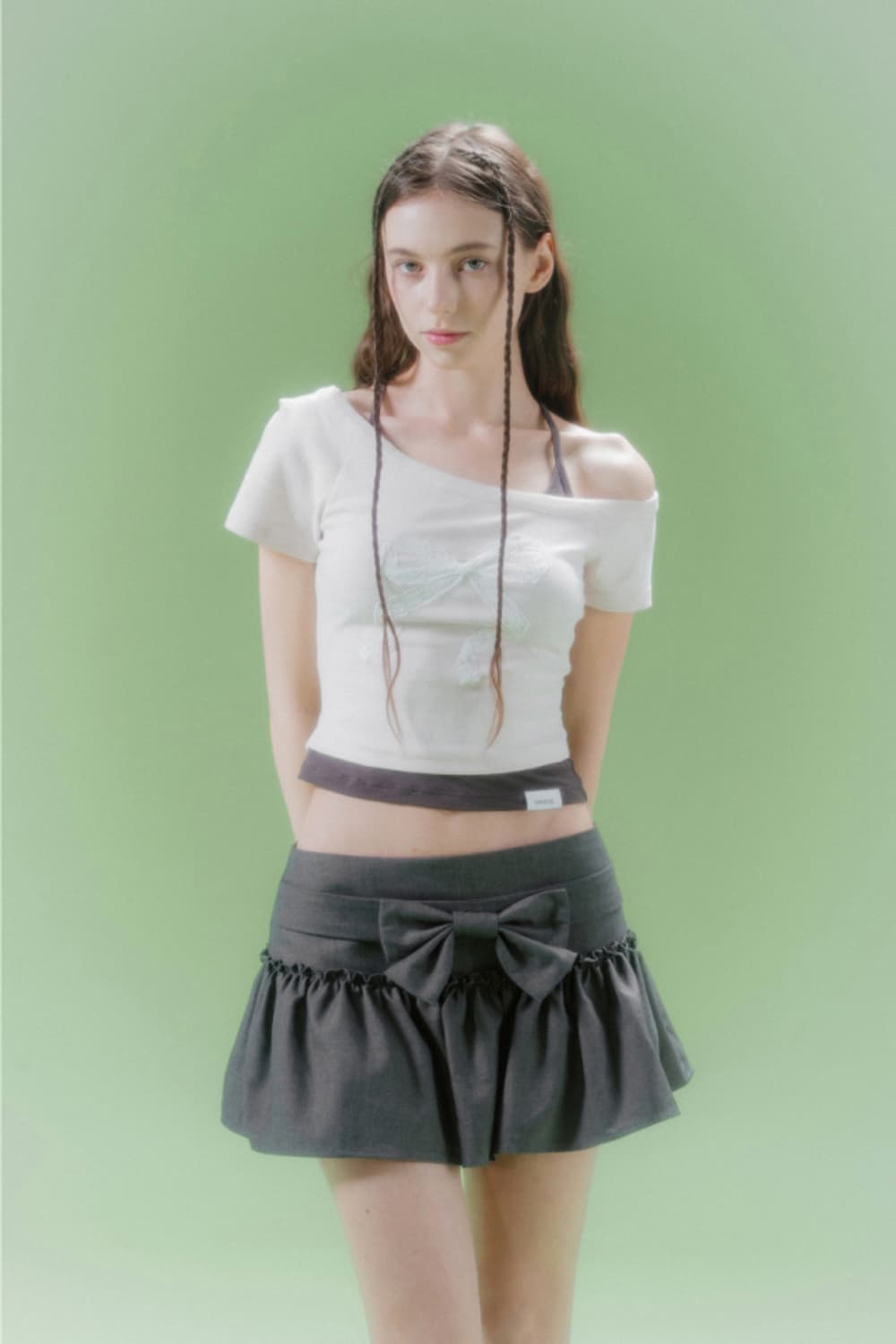 드라이로즈 원숄더 리본탑 핑크 상품이미지1