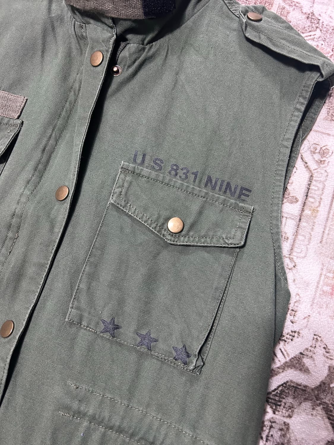 y2k military back printing detail vest 상품이미지3