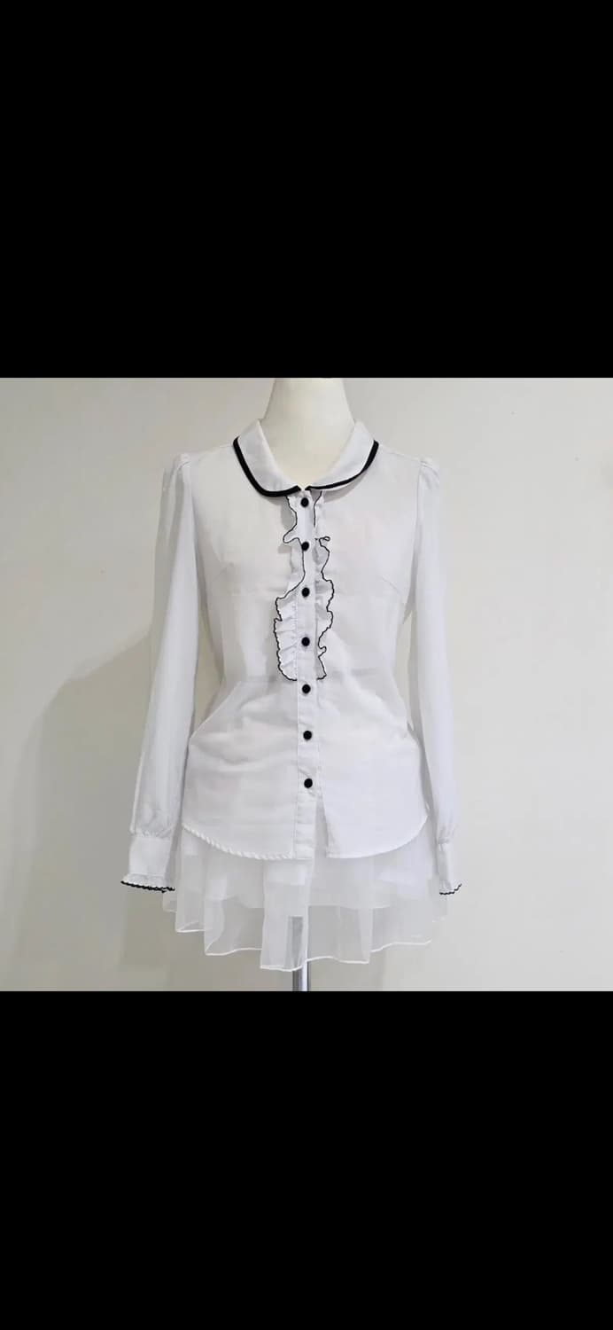 일본 빈티지 공겜여주 흰검 블라우스 지뢰계 양지뢰 스나계 grl 상품이미지1