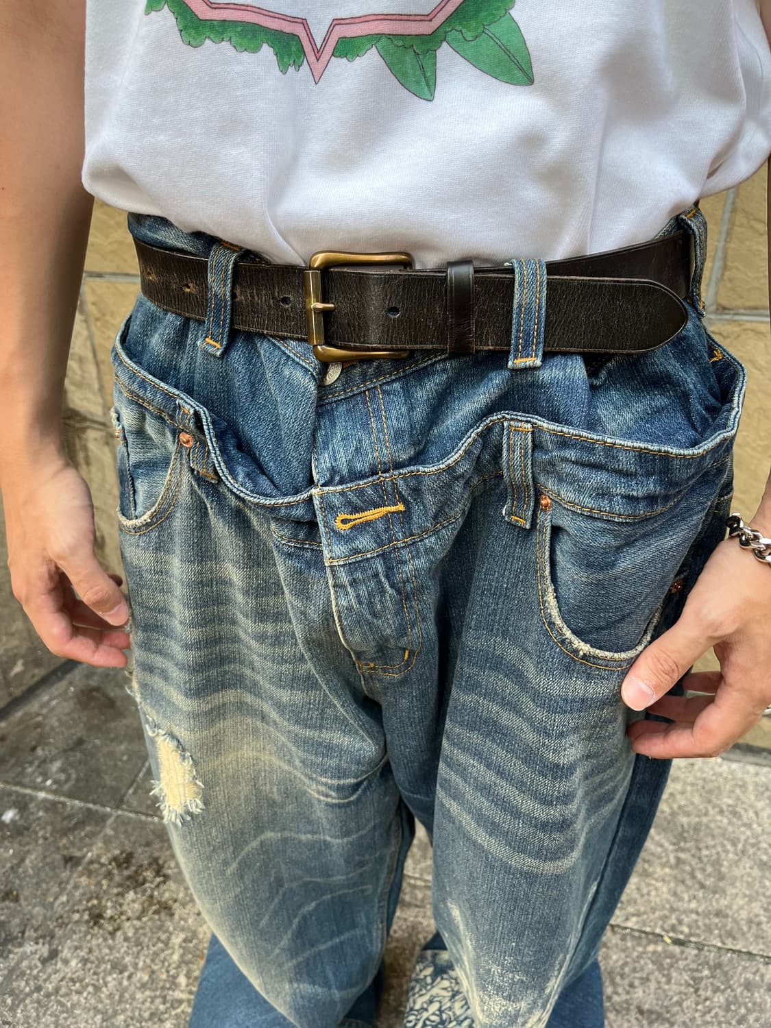 printing wide denim pants 상품이미지2