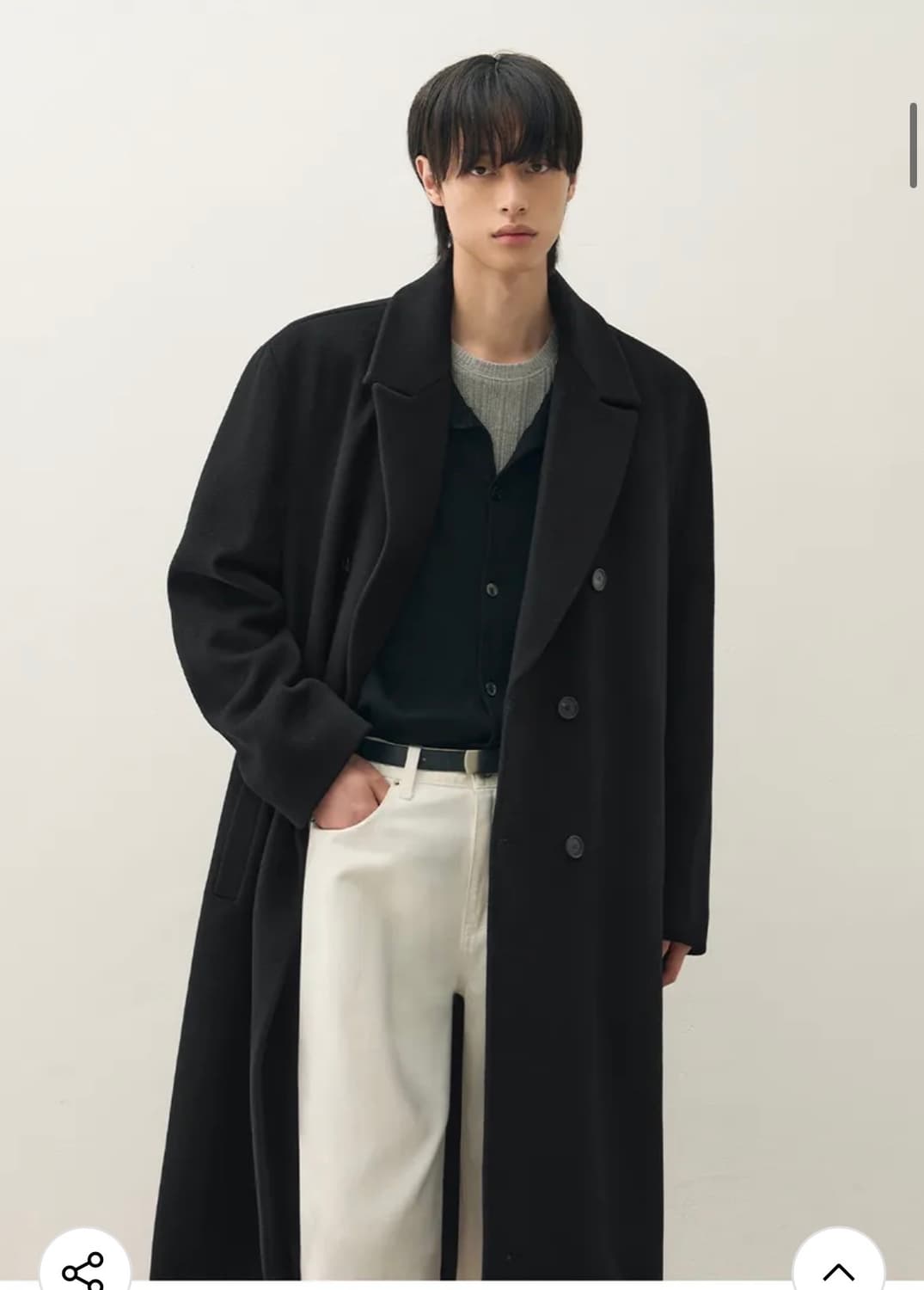 (L) 드로우핏 프리미어 퓨어 캐시미어 로브 더블 코트 [BLACK] 상품이미지7