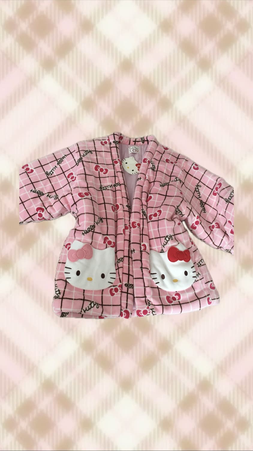 헬로키티 핑크 체크 한텐 라떼 히메 갸루 러블리 로걀 빈티지 산리오 상품이미지1