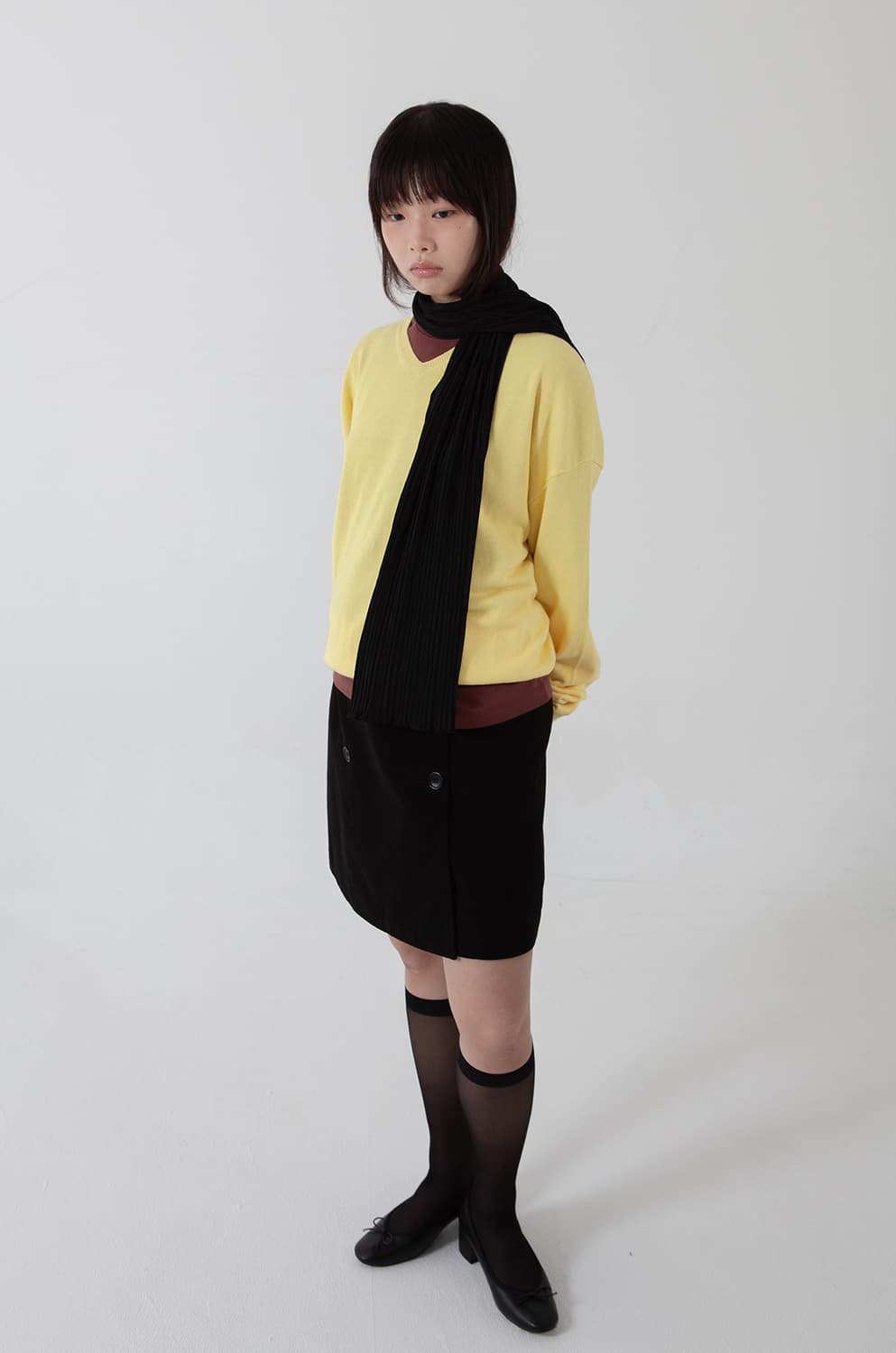 지지 플리츠 롱 스카프(블랙) 상품이미지2