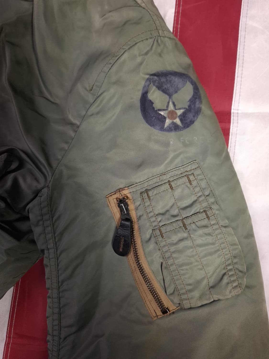 90's 미공군 mobil armer inc 복각 MA-1 울 항공자켓 상품이미지7