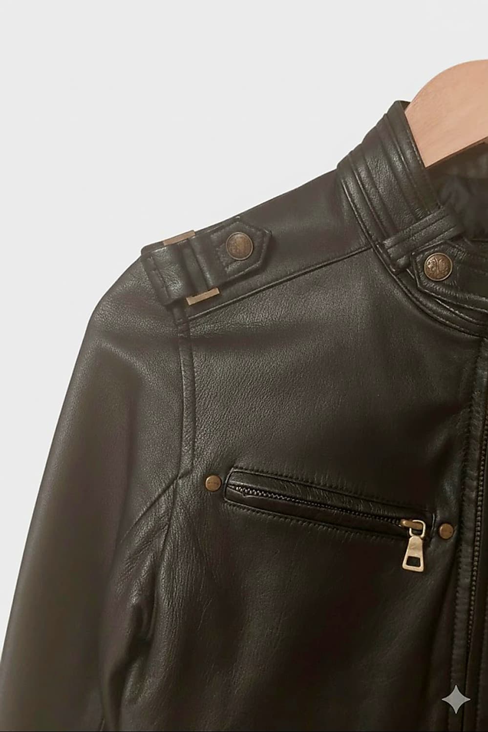 버튼 디테일 램스킨 레더자켓 상품이미지3