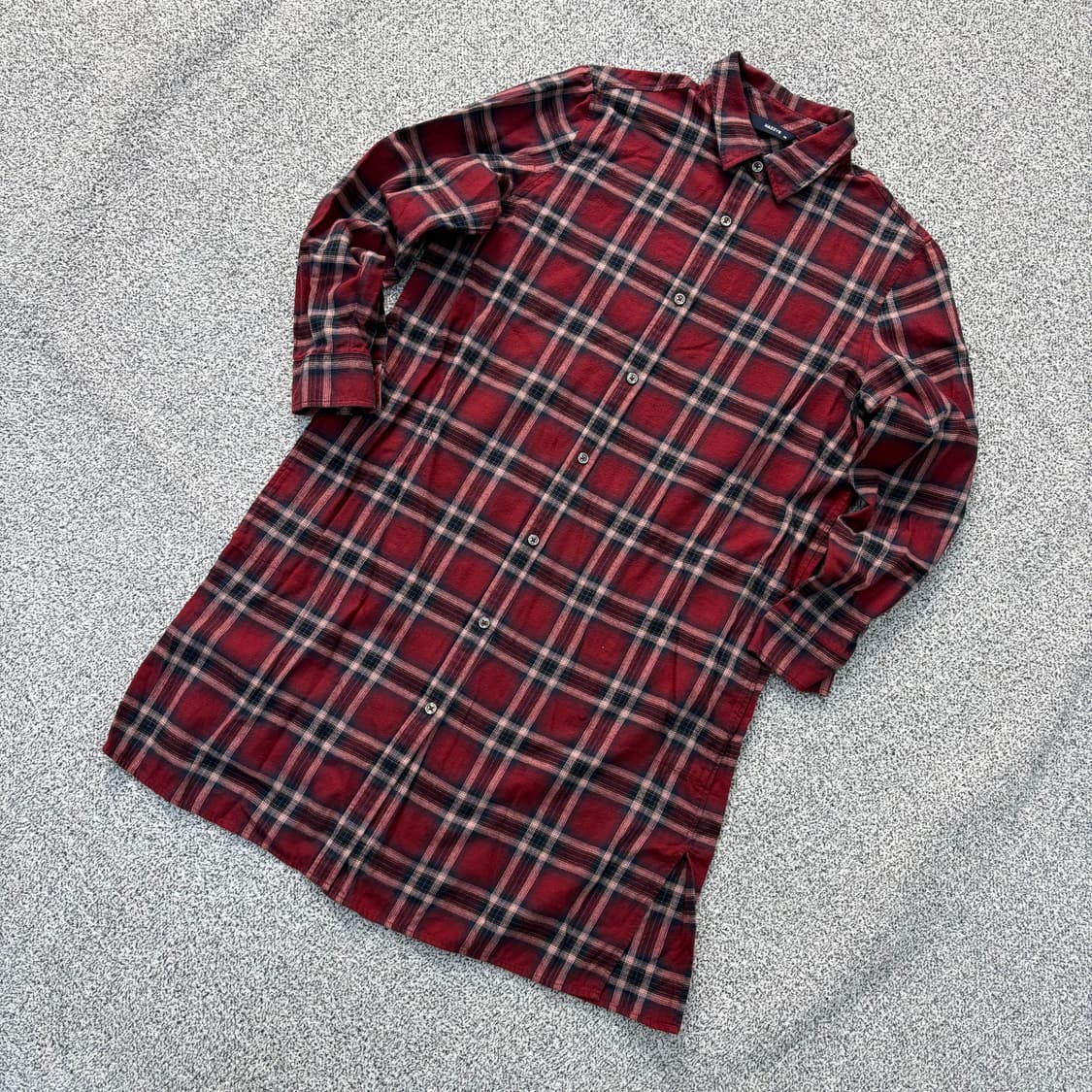 90 헤지스 여성 롱 체크 셔츠 레드 0319J 상품이미지1