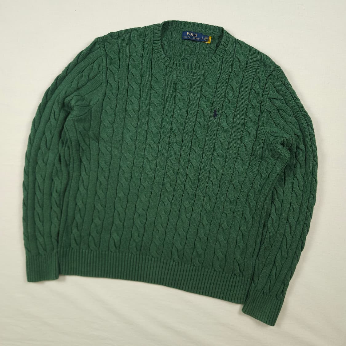 L(100)폴로 랄프로렌 케이블 크루넥 니트 그린 상품이미지2