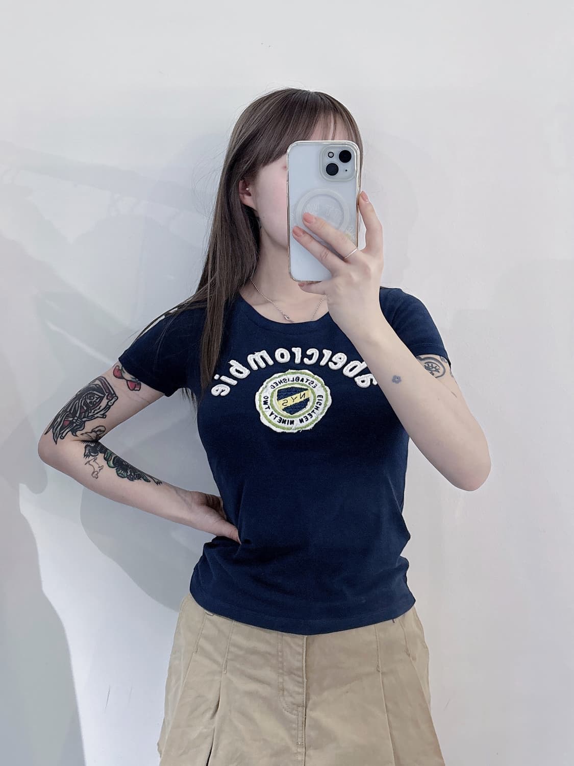 아베크롬비 빅로고 딱붙 반팔 상품이미지2