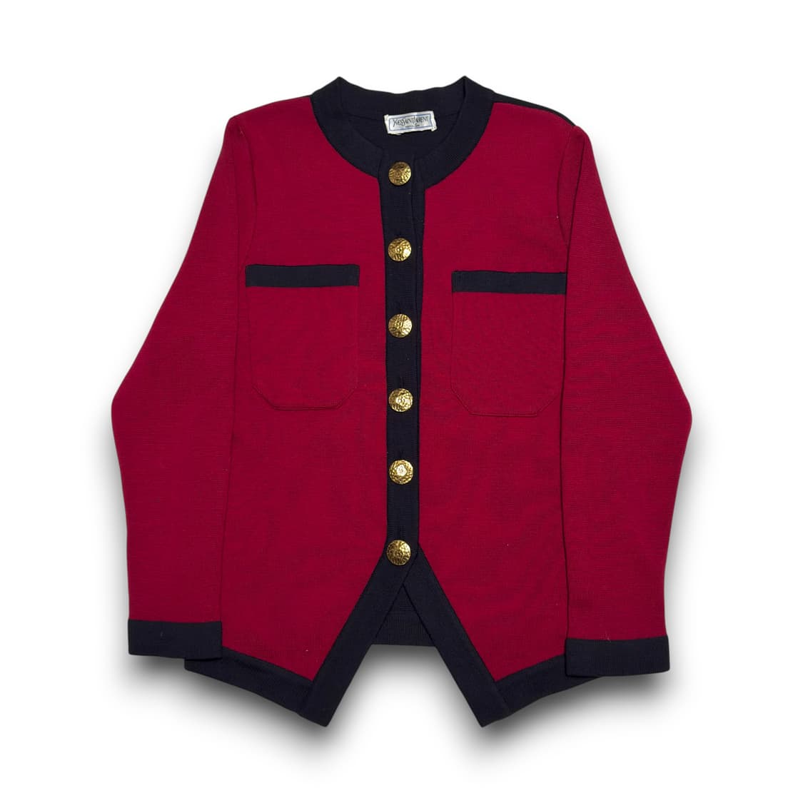 Yves Saint Lauren 레드 퓨어뉴 울 골드 버튼 가디건 상품이미지1