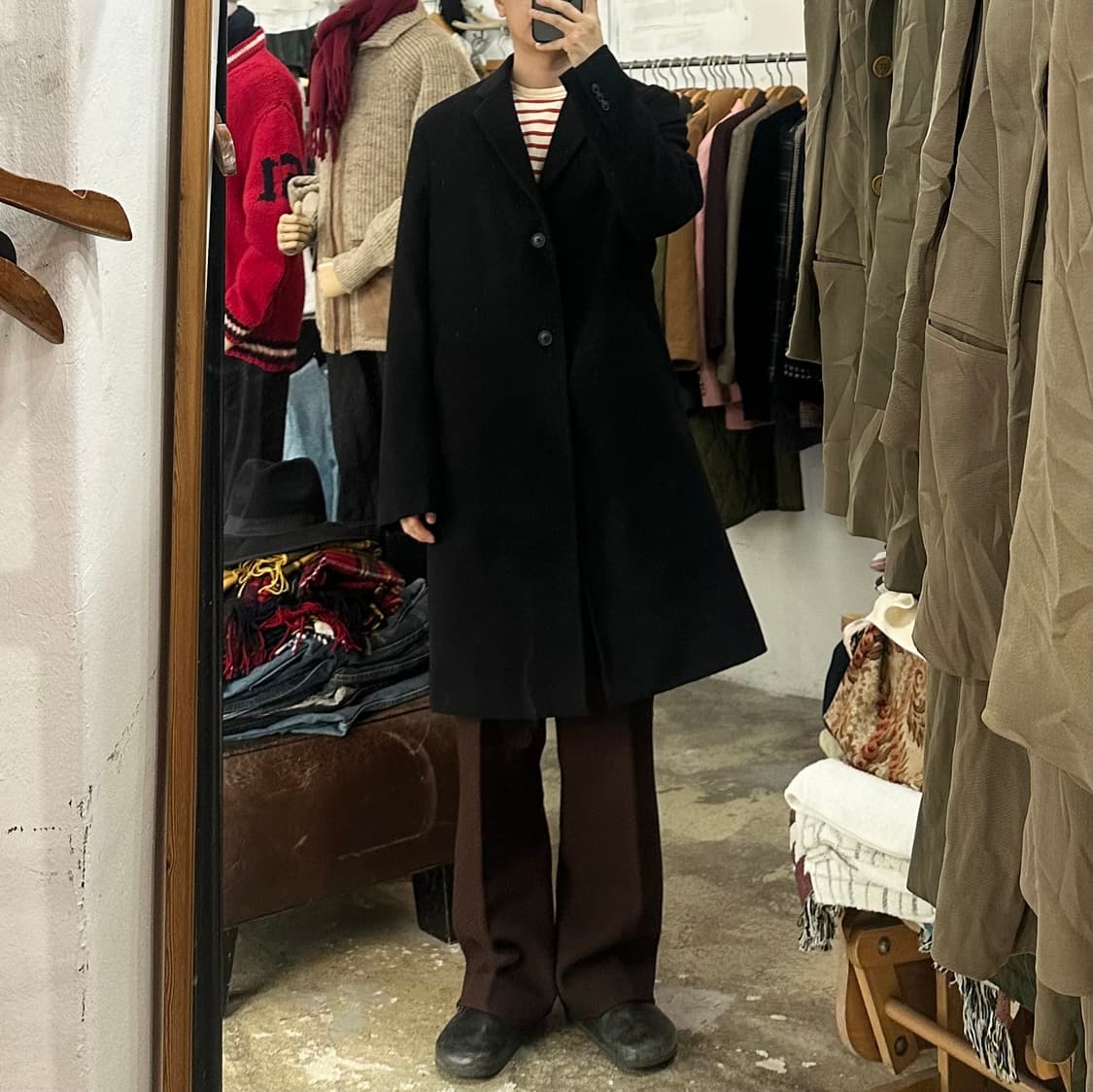 (착용컷) 유니클로 울 캐시미어 싱글 코트 (남성용 105) 상품이미지3