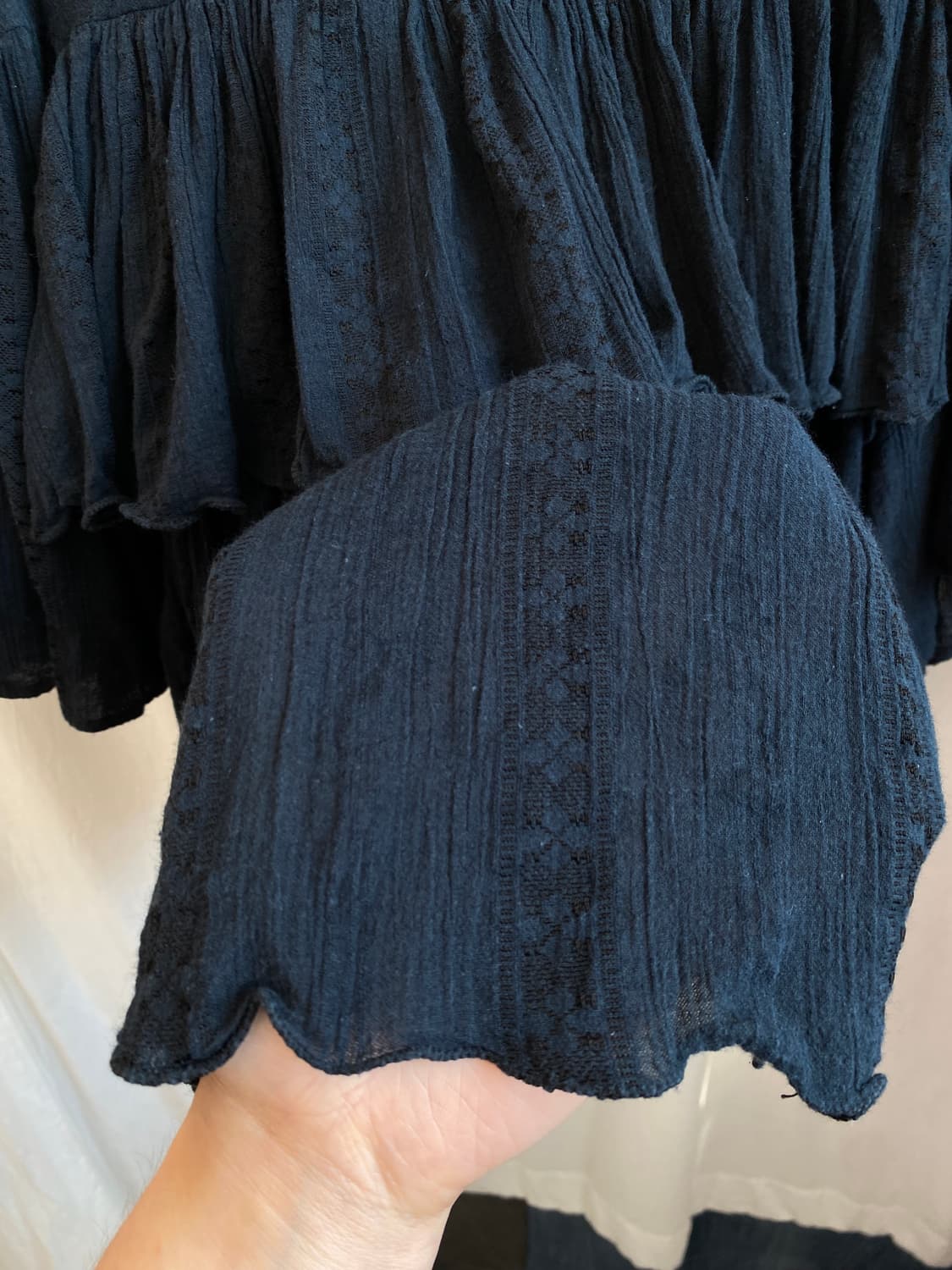 네이비 면혼방 반팔블라우스(M-L) 상품이미지6