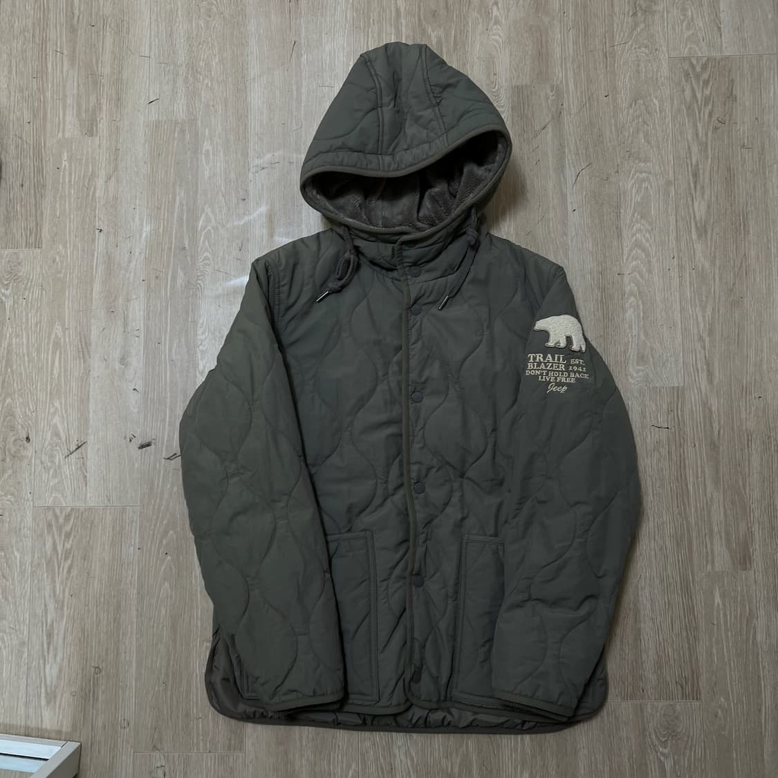 지프 오버사이즈 후드 퀼팅 경량패딩 S/90  상품이미지1