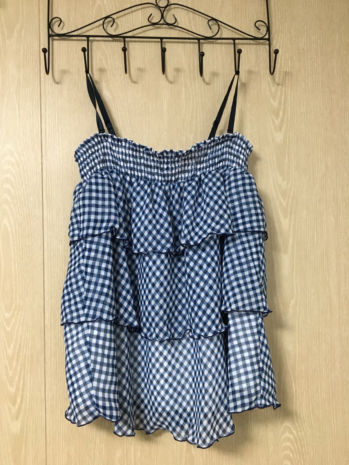 파란 체크 나시 상품이미지1