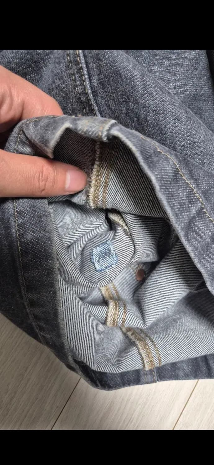 캐피탈 14온즈 데님 더블 니 이지 배기 팬츠 블랙 키나리 상품이미지6