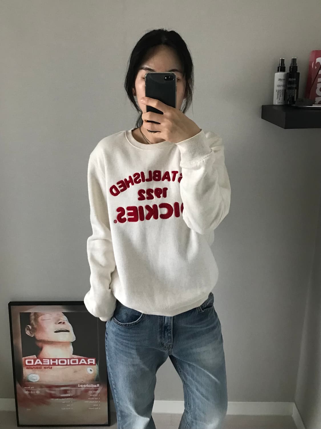 디키즈 자수로고 아이보리 레드 맨투맨 상품이미지4