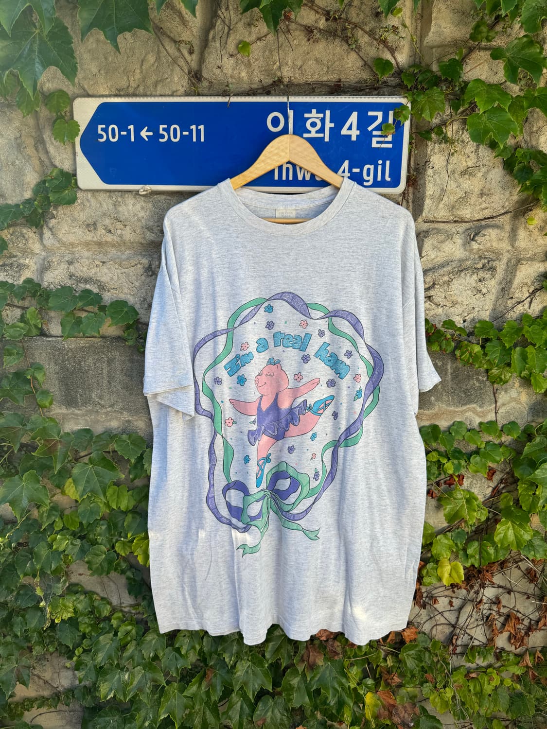 90s Im a real ham 빈티지 싱글스티치 프린팅 반팔 티셔츠 상품이미지1