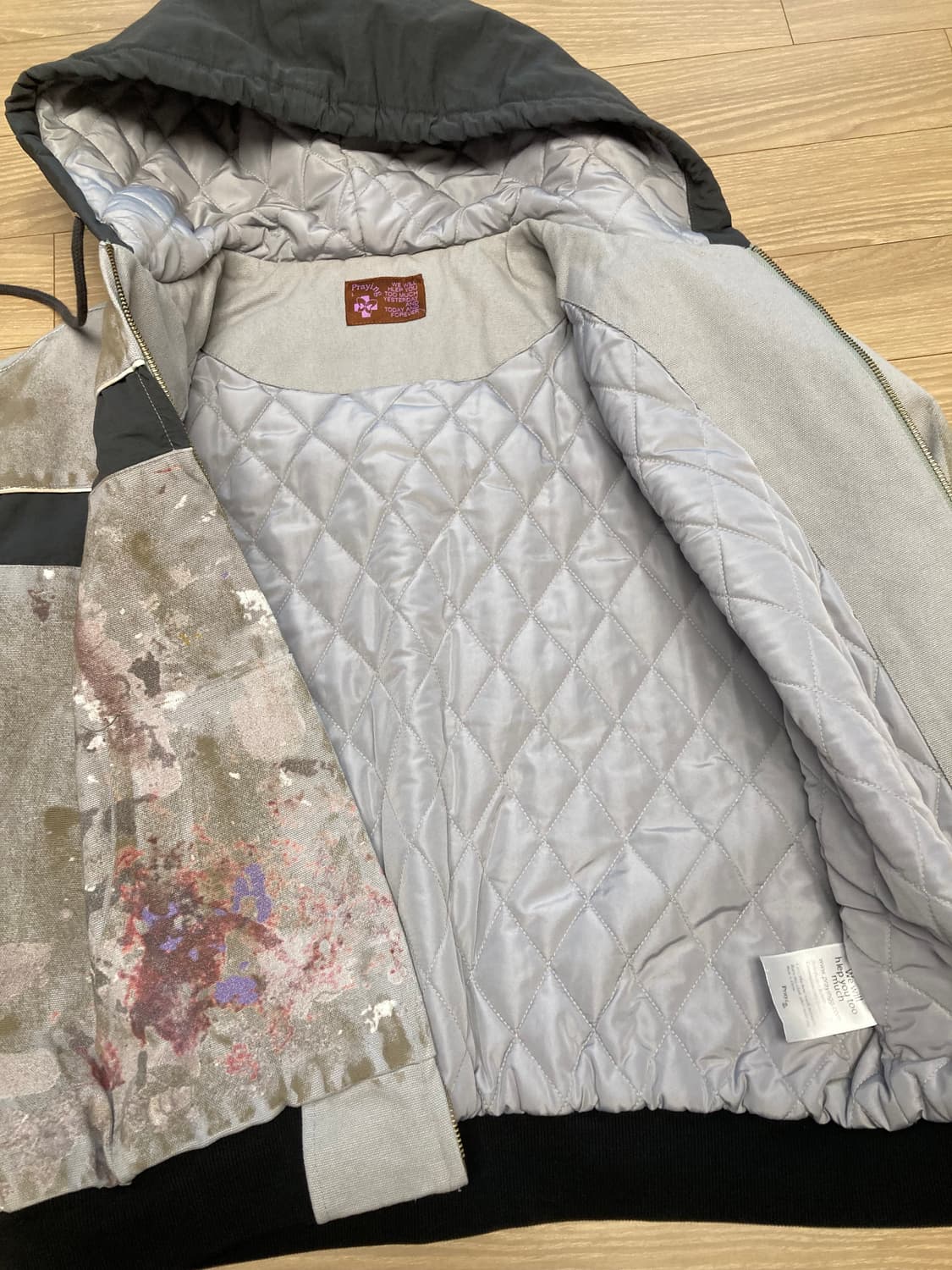 praying 페인트 프린트 캔버스 후디 자켓 상품이미지9