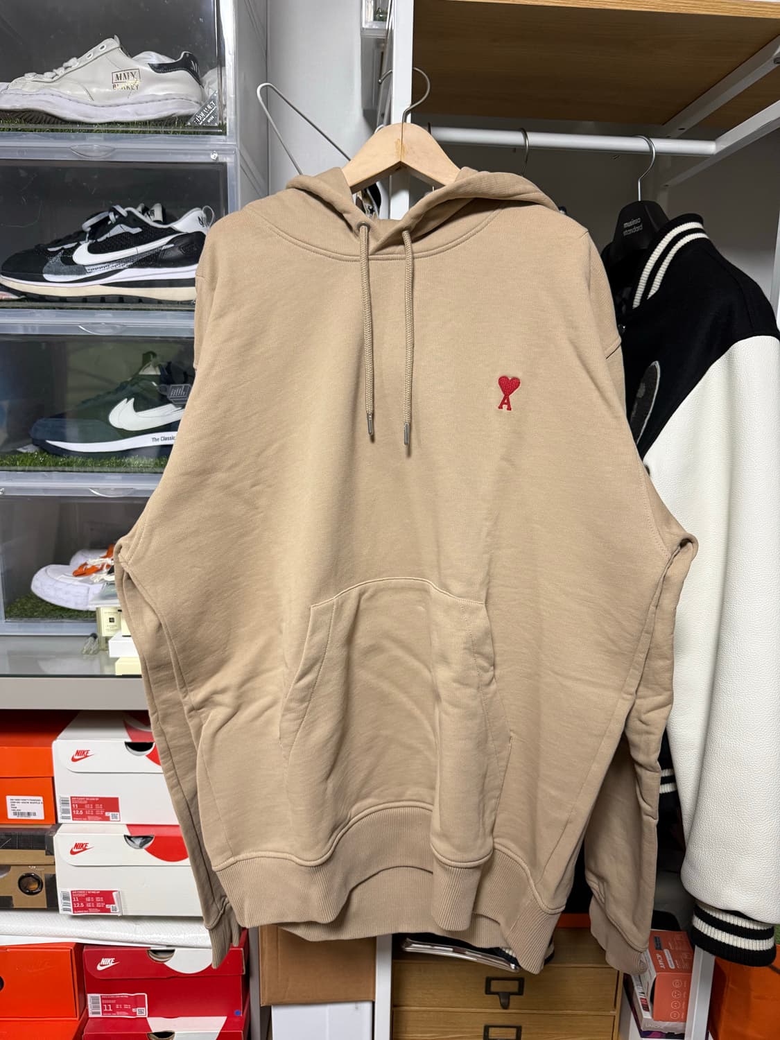 아미 하트 후드티 베이지 XXL 상품이미지1