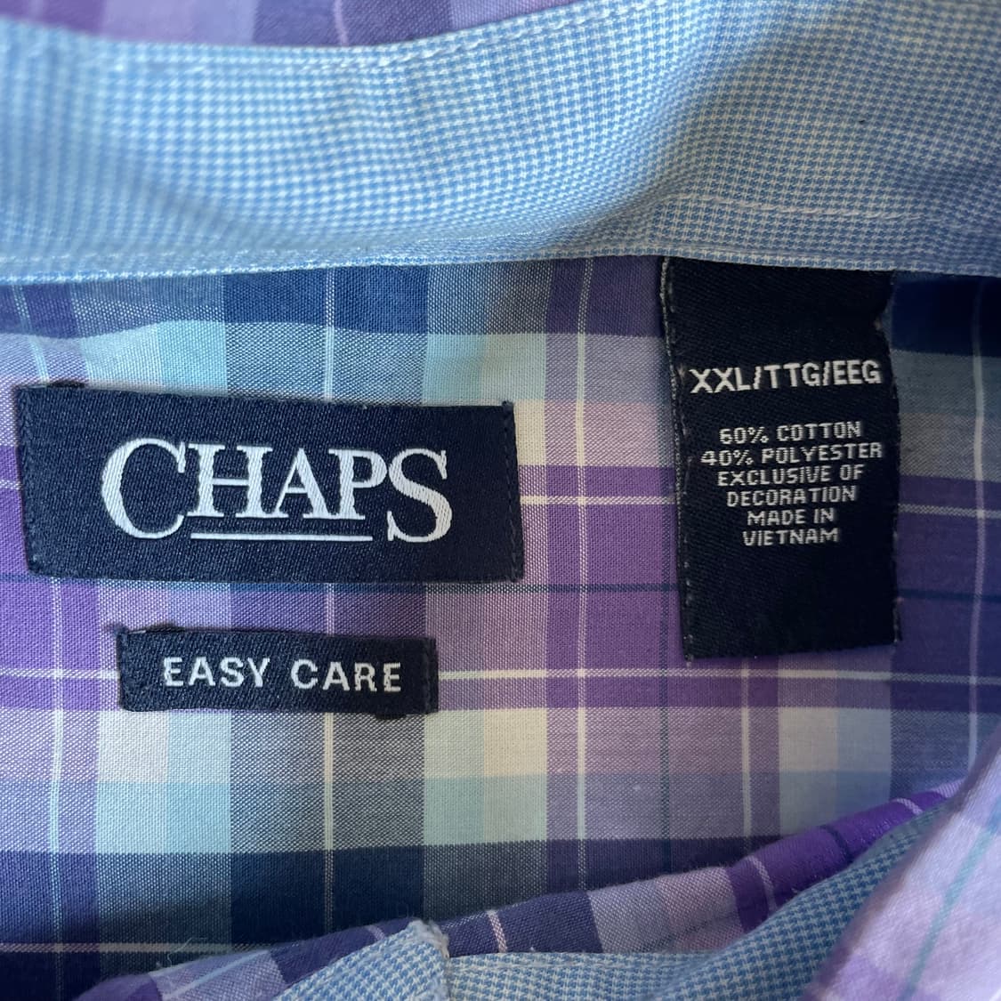 CHAPS 챕스 빅사이즈 퍼플블루 체크 원포켓 반팔 셔츠 XXL 상품이미지4