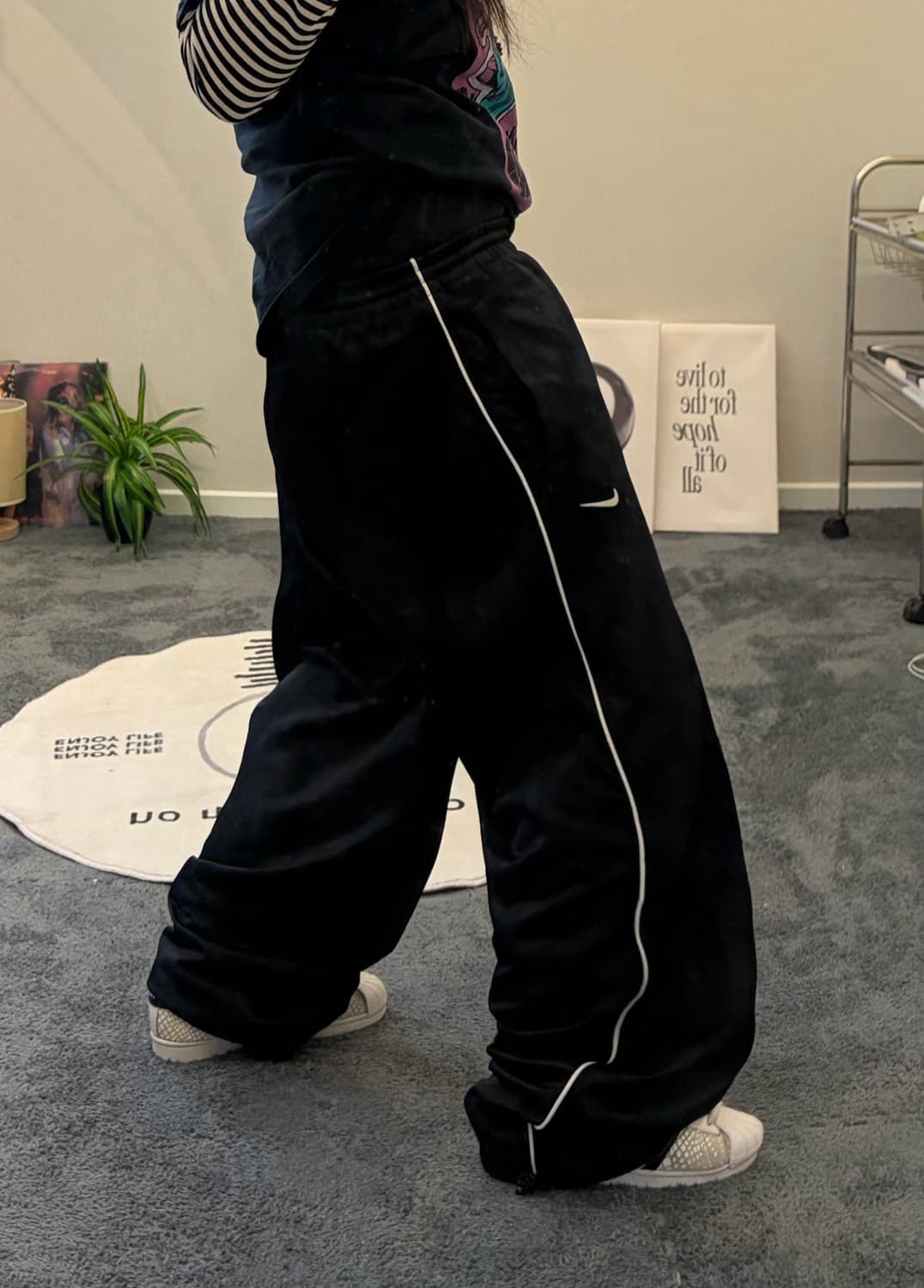 90s NIKE 올드스쿨 블랙 스트라이프 져지 트랙팬츠 상품이미지2