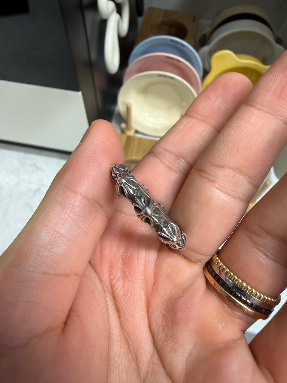 [US10] 크롬하츠 크로스 밴드 실버 링 상품이미지8