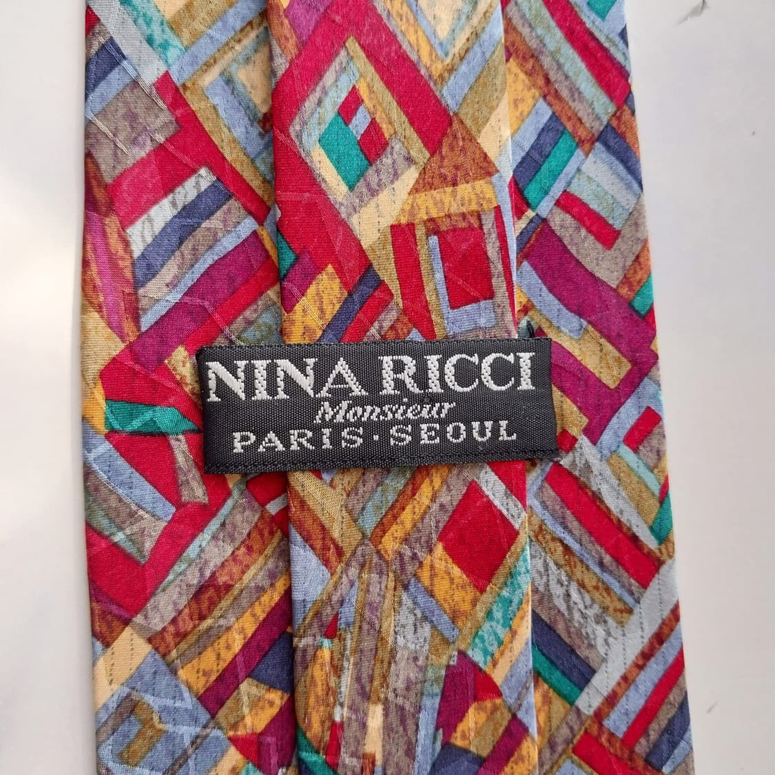 니나리치 실크 레드 믹스 패턴 넥타이 9.6cm A+등급 K2324 상품이미지8