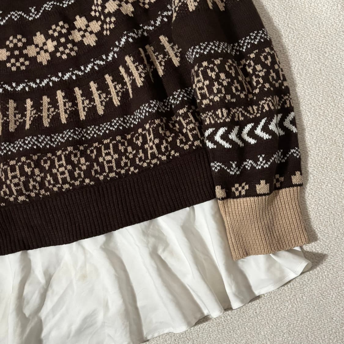 일본빈티지 노르딕 모리걸 브라운 레이어드 니트 상품이미지4