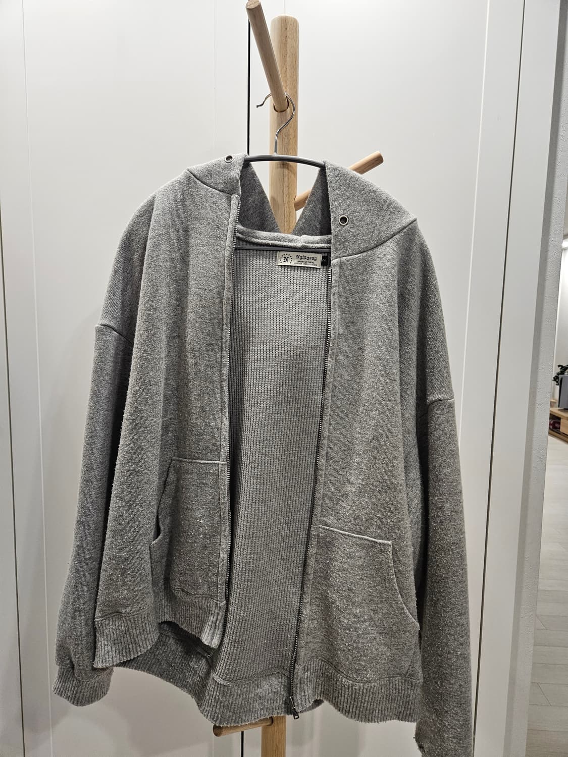 너티새비지 nghtysvg 울 니트 후드 집업 그레이 2사이즈 상품이미지1