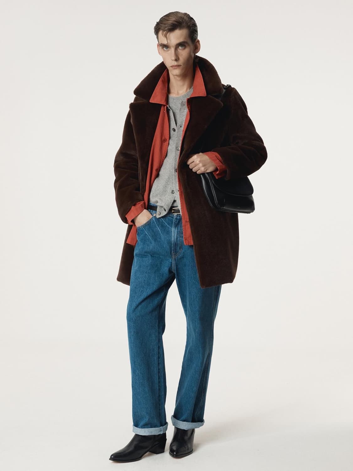렉토 25FW 폭스 퍼 하프코트 버건디 상품이미지3