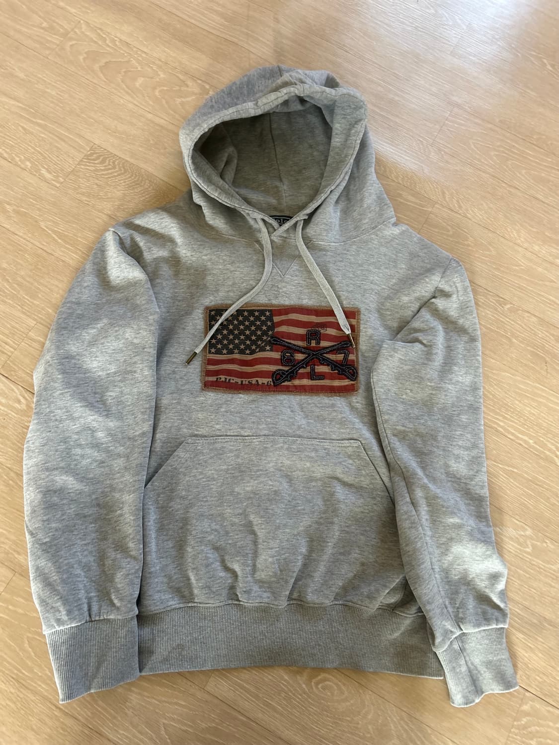 폴로 랄프로렌 빅 성조기 플래그 패치 그레이 후드 상품이미지1