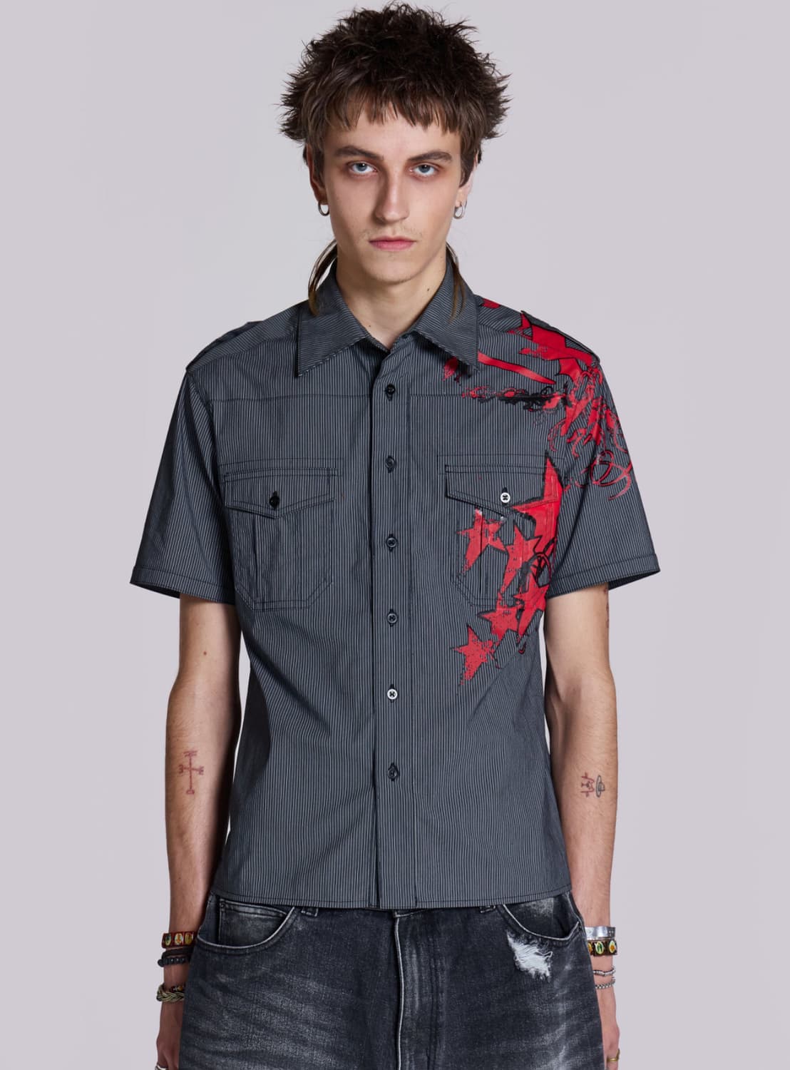 Jaded Man 제이디드런던 스크립트 핀스트라이프 셔츠 상품이미지5