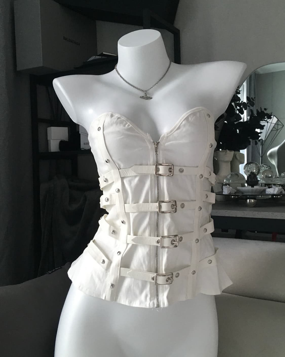 ༒ white belt top 상품이미지1