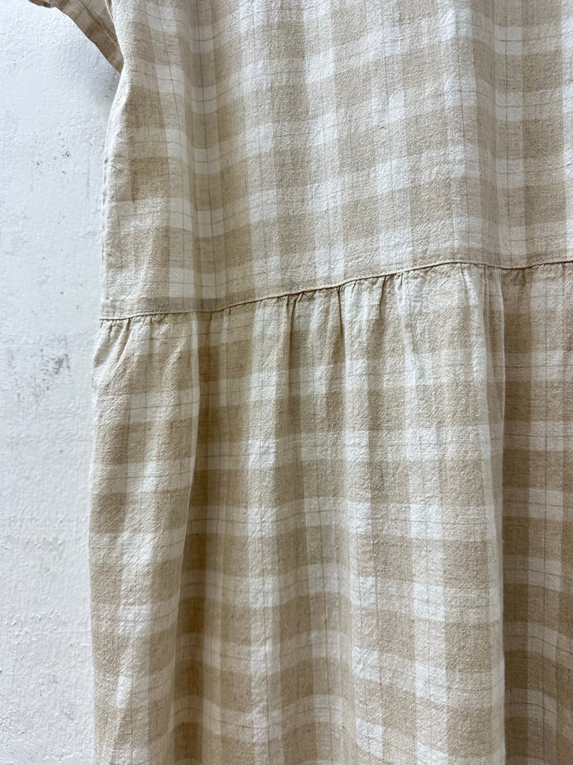 일본빈티지 사만사모스 린넨 코튼 체크 원피스 블라우스 상품이미지8