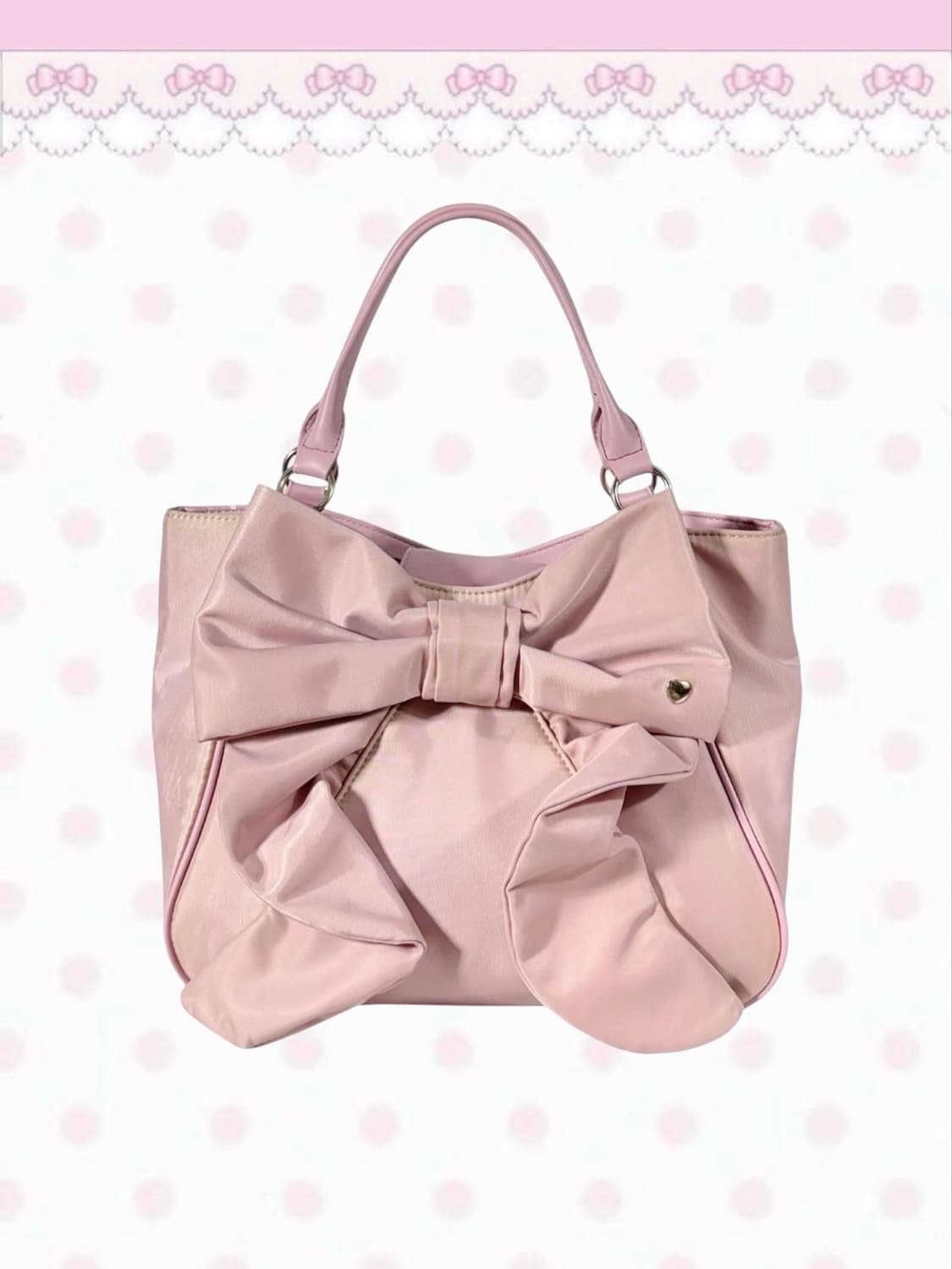 빈티지 핑크 히메갸루 빅리본 숄더 토트백 상품이미지2