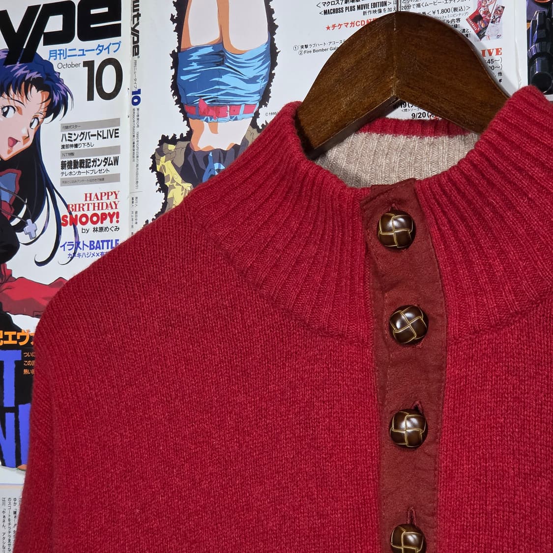 JPN 라일 앤스 스코트 레드 메론빵 단추 니트 상품이미지3