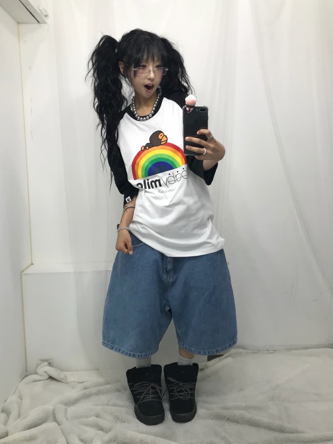 < Bape Baby Milo Rainbow Raglan T-shirt  상품이미지2