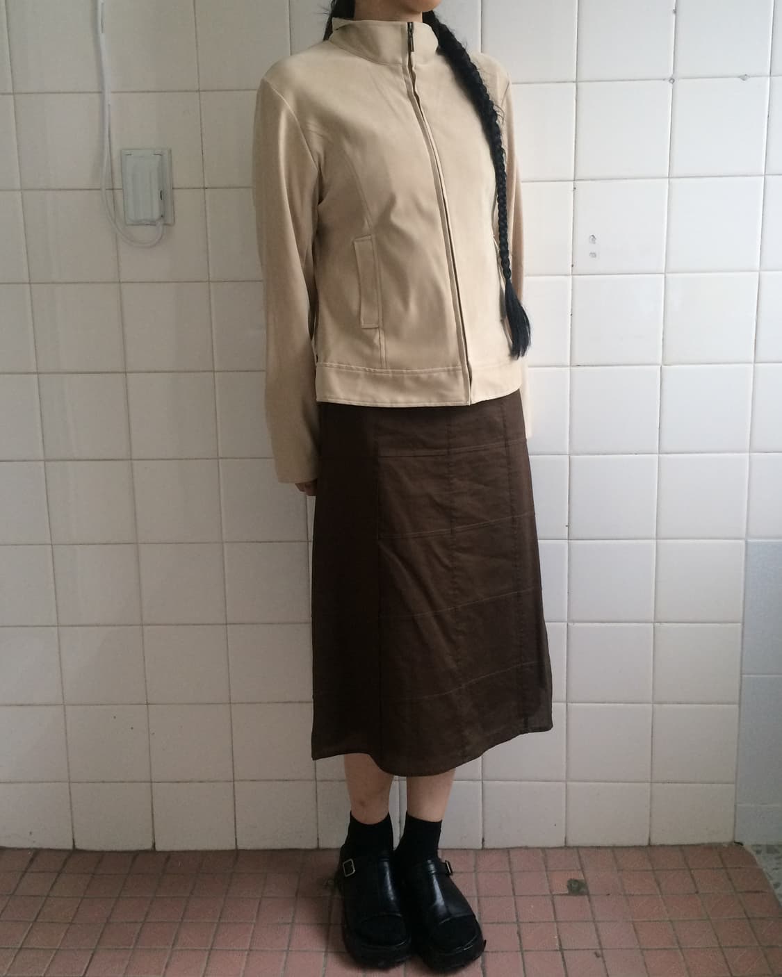 Fake suede high neck zip up jacket 상품이미지1