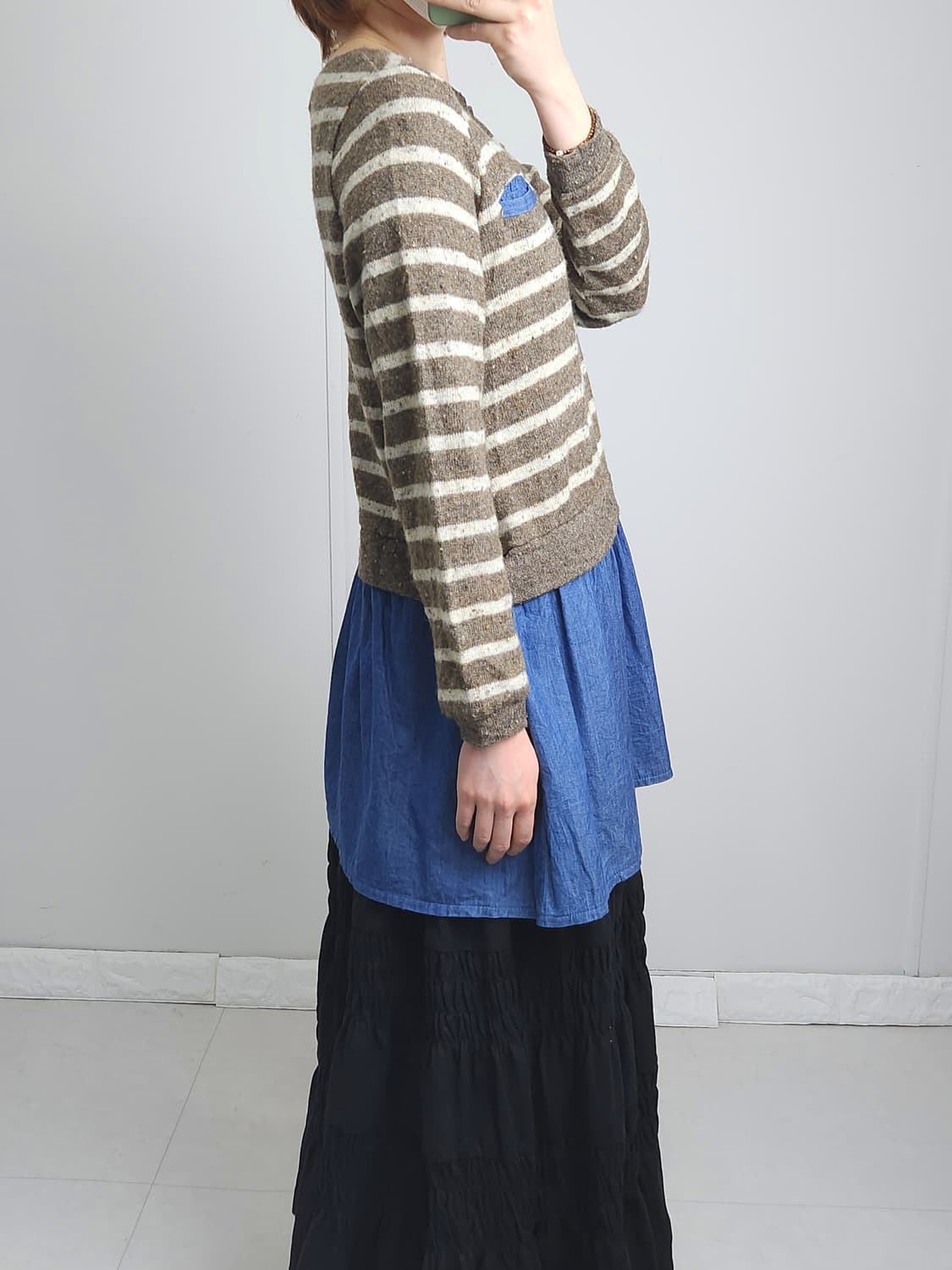 스트라이프 레이어드 롱 탑 상품이미지3